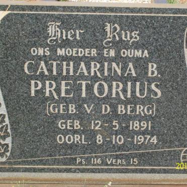 PRETORIUS Catharina B. nee v.d. BERG 1891-1974