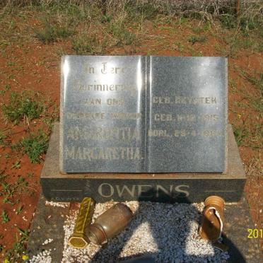 OWENS Amarentia Margaretha nee HEYSTEK 1915-