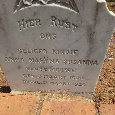 MERWE Anna Maryna Susanna, van der 1920-1920