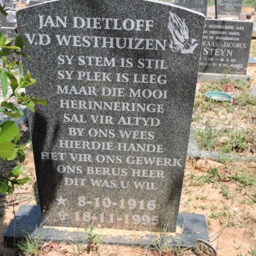 WESTHUIZEN Jan Dietloff, v.d. 1916-1995