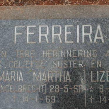 FERREIRA Maria Martha nee ENGELBRECHT 1950-1969 :: FERREIRA Lizette 1968-1969