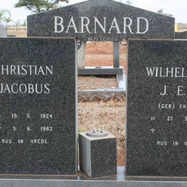 BARNARD Christian Jacobus 1924-1982 &amp; Wilhelmina J.E.C. EHLERS 1941-