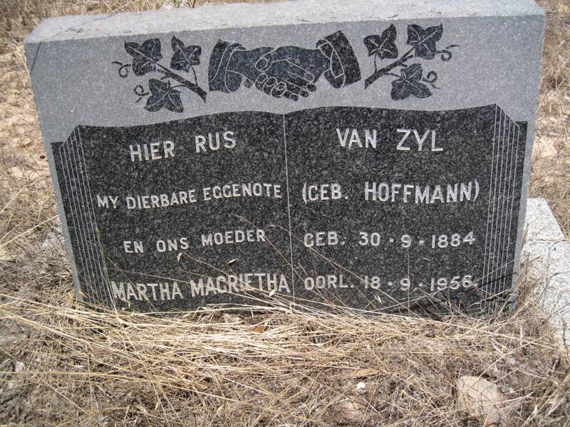 ZYL Martha Magrietha, van nee HOFFMANN 1884-1956