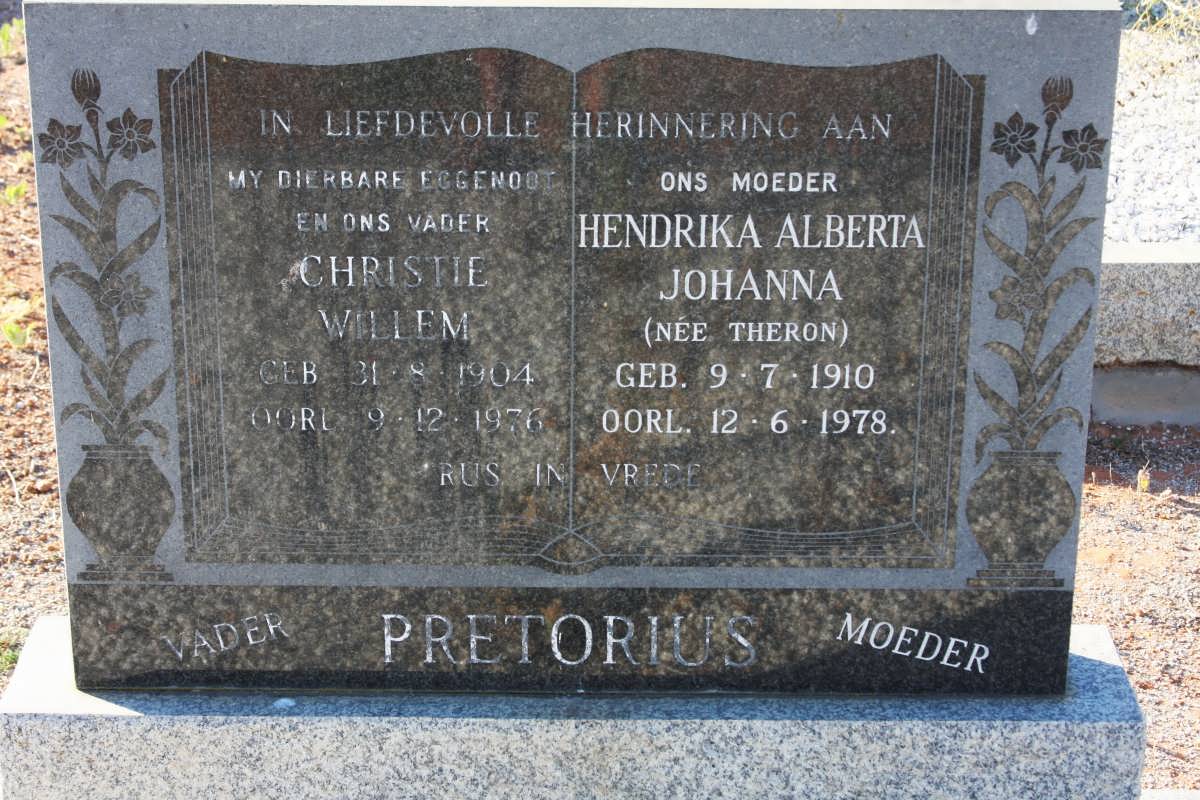 PRETORIUS Christie Willem 1904-1976 & Hendrika Alberta Johanna THERON 1910-1978