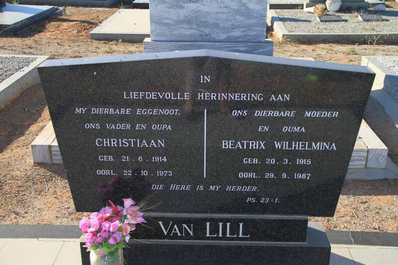LILL Christiaan, van 1914-1973 & Beatrix Wilhelmina 1915-1987