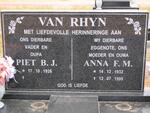 RHYN Piet B.J., van 1926- & Anna F.M. 1932-1999