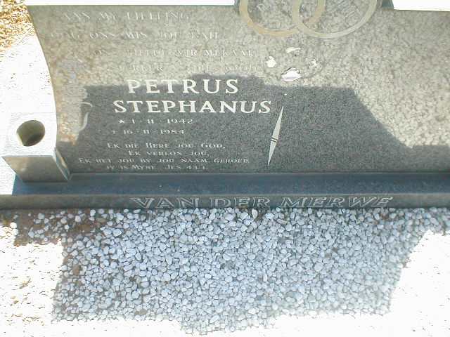 MERWE Petrus Stephanus, van der 1942-1984