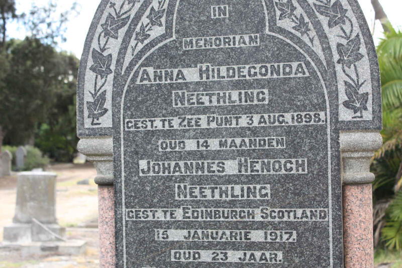 NEETHLING Anna Hildegonda  -1898 :: NEETLING Johannes Henoch -1917