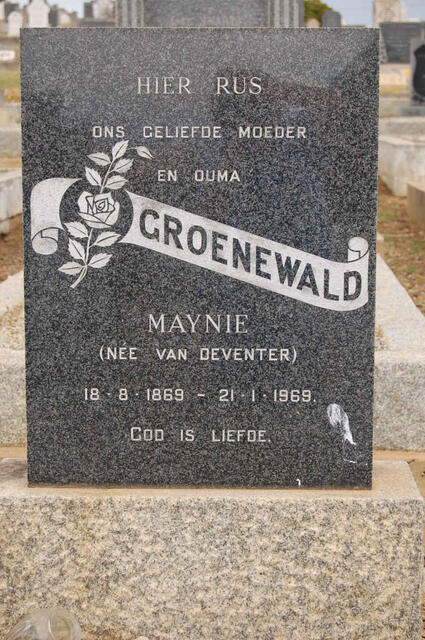 GROENEWALD Maynie nee VAN DEVENTER 1869-1969