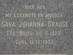 CRAUSE Sara Johanna nee BRITS 1922-1957