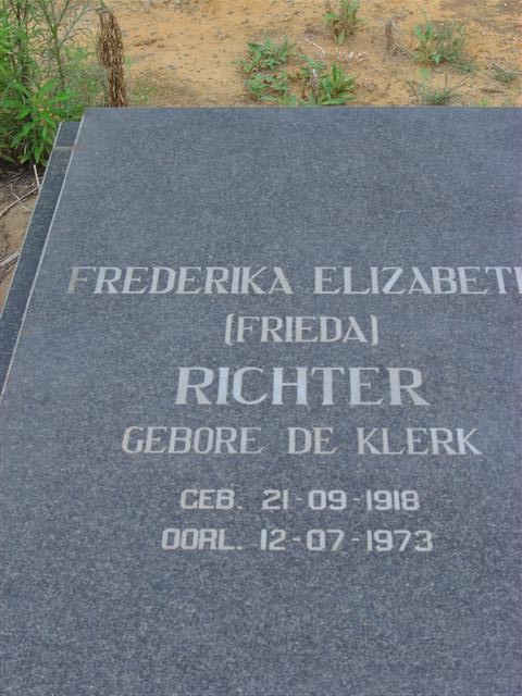 RICHTER Frederika Elizabeth nee DE KLERK 1918-1973