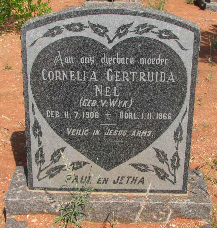 NEL Cornelia Gertruida nee VAN WYK 1906-1966