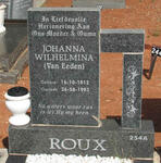 ROUX Johanna Wilhelmina nee VAN EEDEN 1912-1993