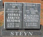 STEYN Andries Barend Hendrik 1931-1999 & Magdalena Petronella Christina 1937-2000