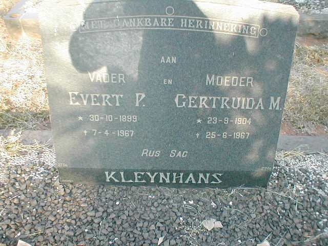 KLEYNHANS Evert P. 1899-1967 & Gertruida M. 1904-1967
