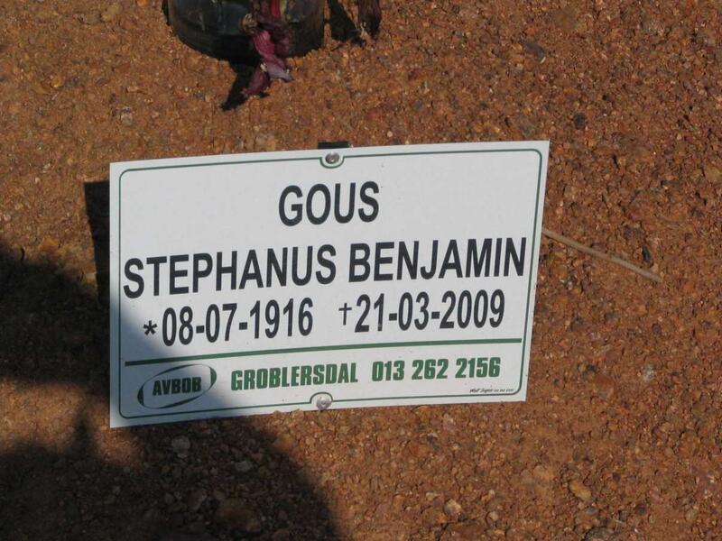 GOUS Stephanus Benjamin 1916-2009
