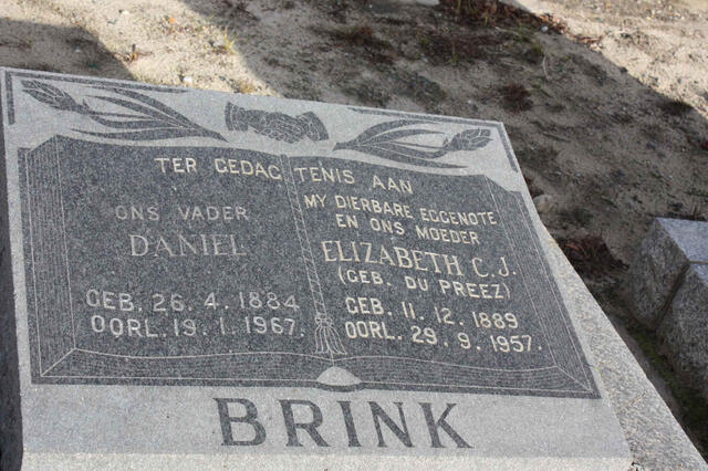 BRINK Daniel 1884-1967 & Elizabeth C.J. DU PREEZ 1889-1957