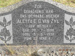 ZYL Aletta E.D., van nee MEYER 1868-1939