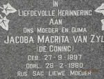 ZYL Jacoba Magrita, van nee DE CONING 1897-1980