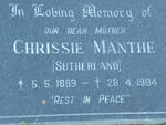 MANTHE Chrissie nee SUTHERLAND 1899-1994