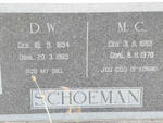 SCHOEMAN D.W. 1894-1969 & M.C. 1889-1970