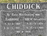 CHIDDICK Ambrose 1904-1993 & Miem MAARTENS 1897-1988