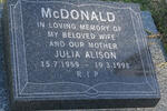 McDONALD Julia Alison 1959-1998