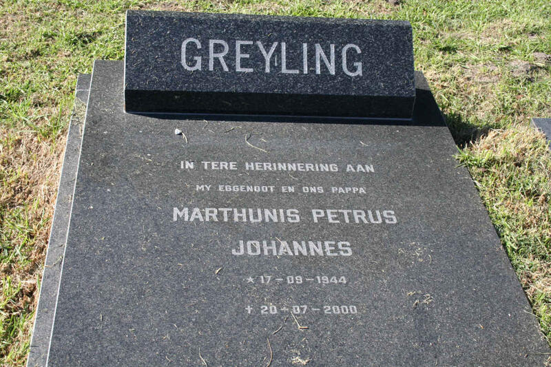 GREYLING Marthunis Petrus Johannes 1944-2000