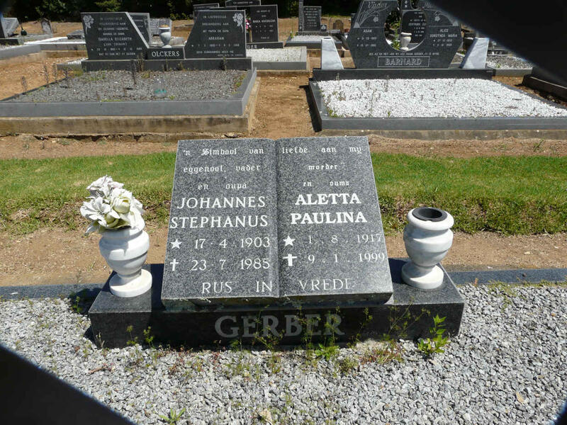 GERBER Johannes Stephanus 1903-1985 & Aletta Paulina 1917-1999