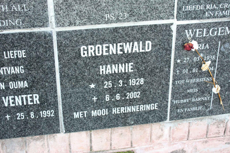 GROENEWALD Hannie 1928-2002