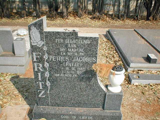 FRITZ Petrus Jacobus 1932-1996