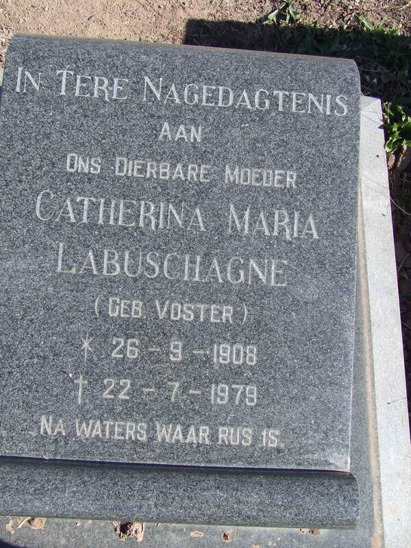 LABUSCHAGNE Catherina Maria nee VOSTER 1908-1979
