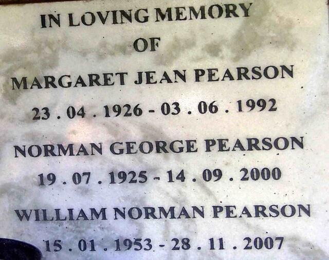 PEARSON Norman George 1925-2000 & Margaret Jean 1926-1992 :: PEARSON William Norman  1953-2007 