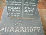 HAARHOFF Nicolaas Francois 1920-1991 & Susara Aletta 1924-
