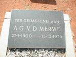 MERWE A.G., van der 1900-1976