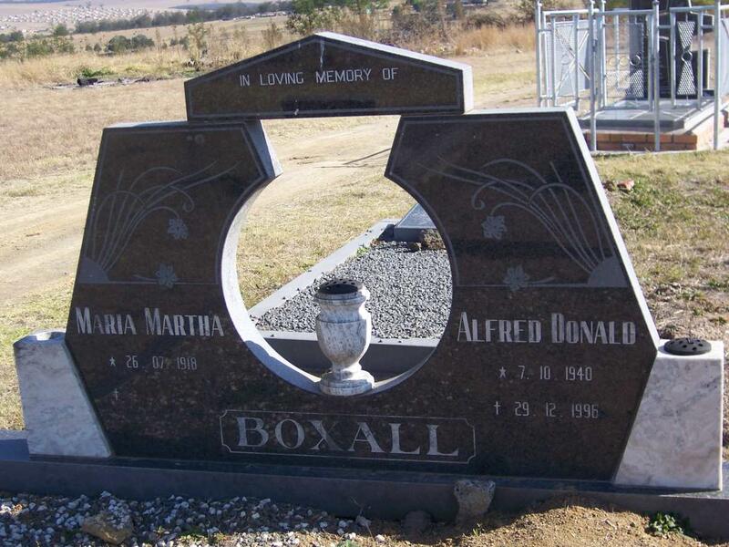 BOXALL Maria Martha 1918-   :: BOXALL Alfred Donald 1940-1996