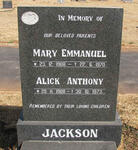 JACKSON Alick Anthony 1908-1973 & Mary Emmanuel 1908-1970