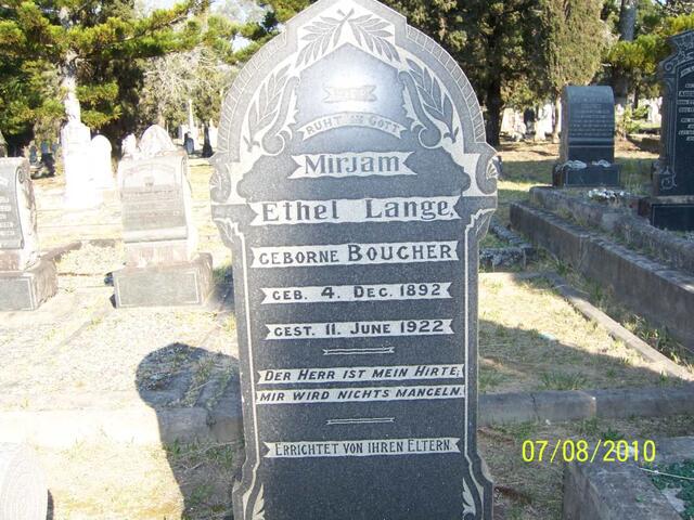LANGE Mirjam Ethel nee BOUCHER 1892-1922