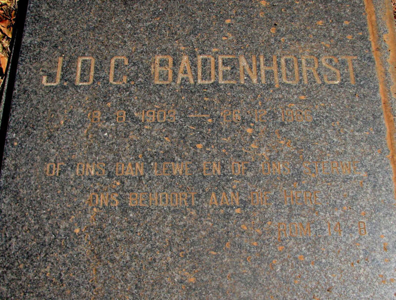 BADENHORST J.D.C. 1903-1986