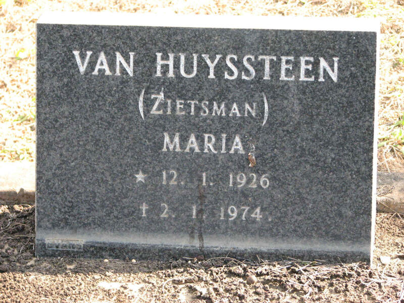 HUYSSTEEN Maria, van nee ZIETSMAN 1926-1974