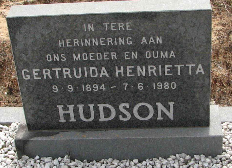 HUDSON Gertruida Henrietta 1894-1980