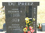 PREEZ Hendrik S., du 1930-2003 & Jacomina D. 1935-