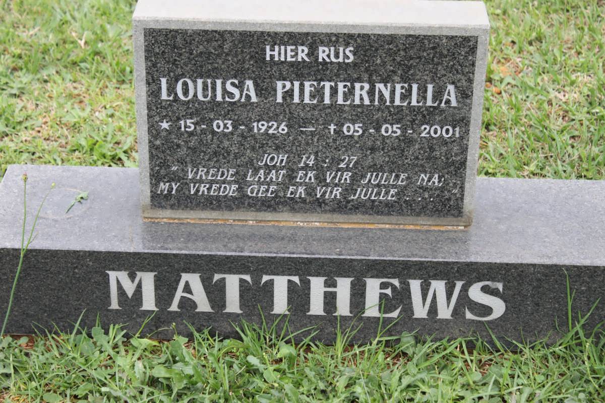 MATTHEWS Louisa Pieternella 1926-2001