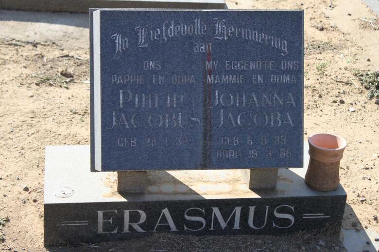 ERASMUS Philip Jacobus 1932- & Johanna Jacoba 1939-1986