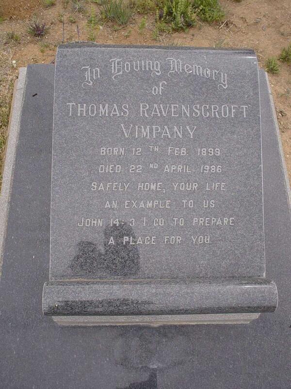 VIMPANY Thomas Ravenscroft 1899-1986