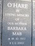 O'HARE Barbara Mab 1922-2002