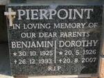 PIERPOINT Benjamin 1925-1993 & Dorothy 1926-2007