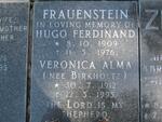 FRAUENSTEIN Hugo Ferdinand 1909-1976 & Veronica Alma BIRKHOLTZ 1912-1995