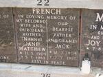 FRENCH Jack 1904-1987 & Jane Matthew 1909-1983