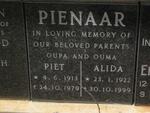 PIENAAR Piet 1913-1979 & Alida 1922-1999